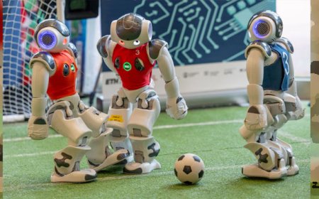 Robots play soccer at AI showcase