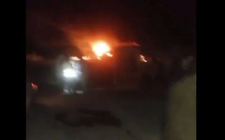 Three killed after passenger bus catches fire near Uthal